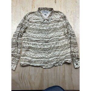 VTG Women’s Carlisle‎ 100% Silk Button Down Long Sleeve Blouse Size 14 Browns